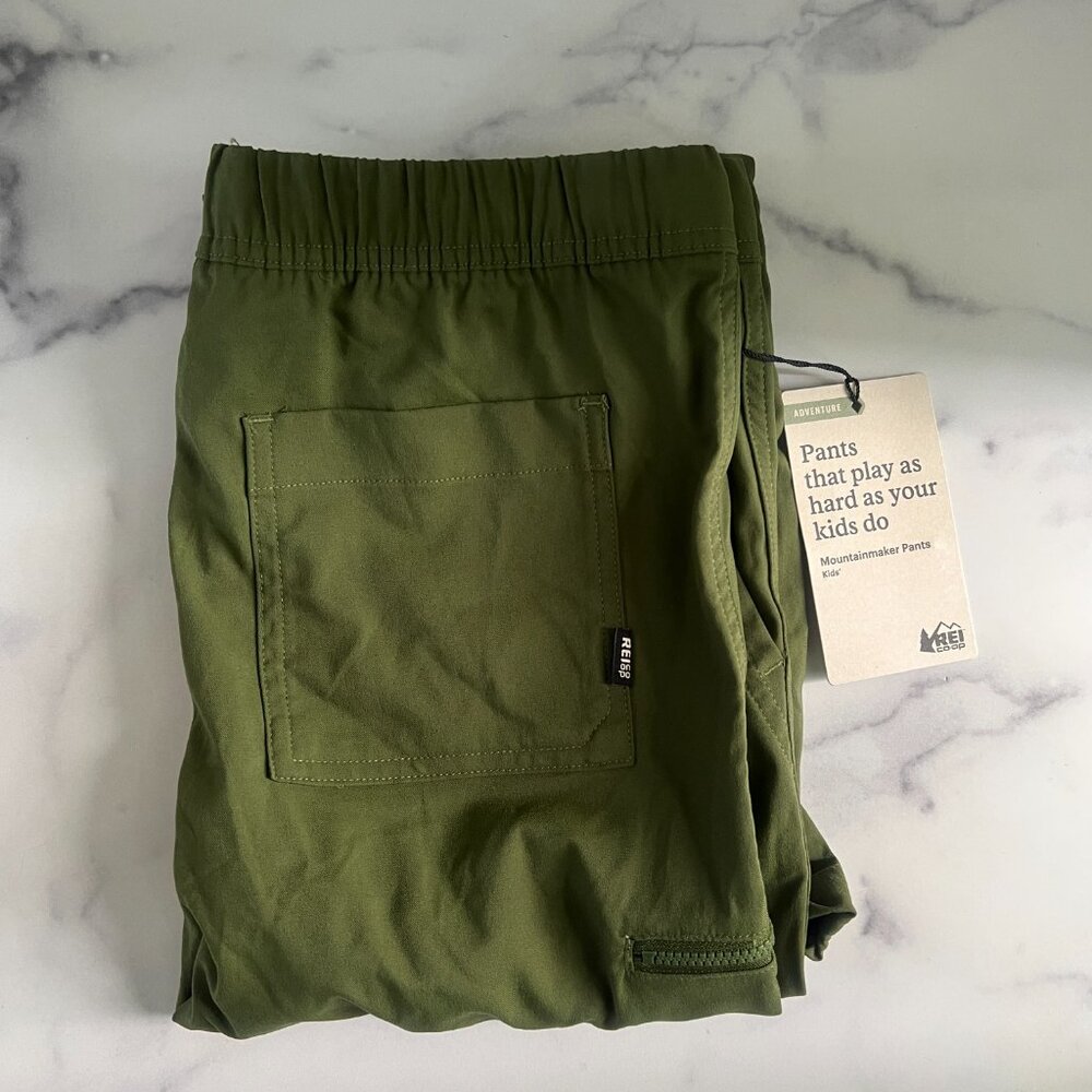 NWT REI Kids' Mountainmaker Pants, Woodland Olive, Size L (14-16) - Picture 3 of 8